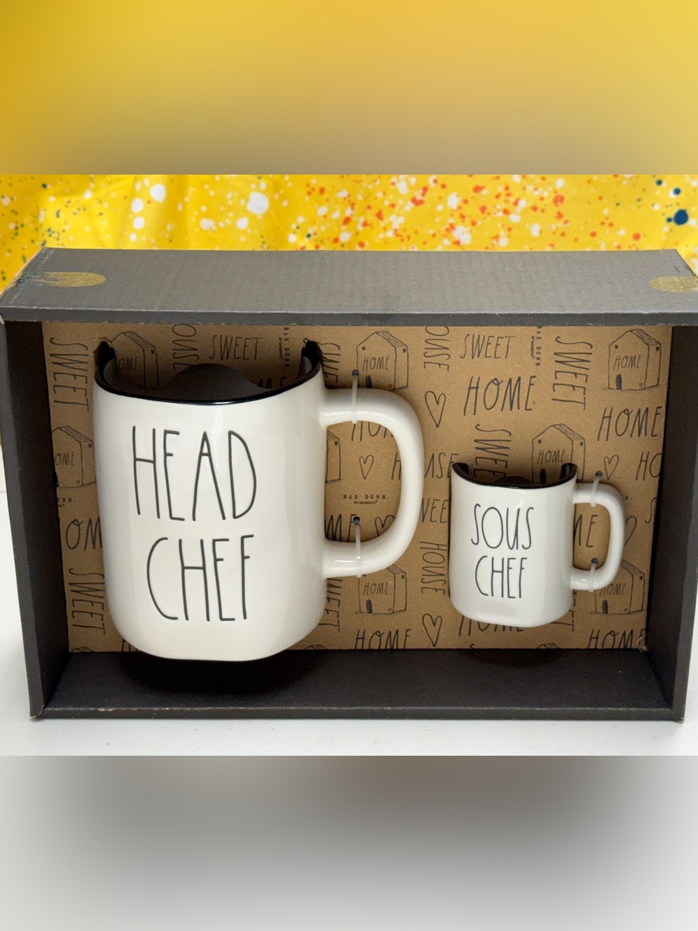 Rae Dunn Cream and Black "Head Chef" & "Sous Chef" Mug Gift Set